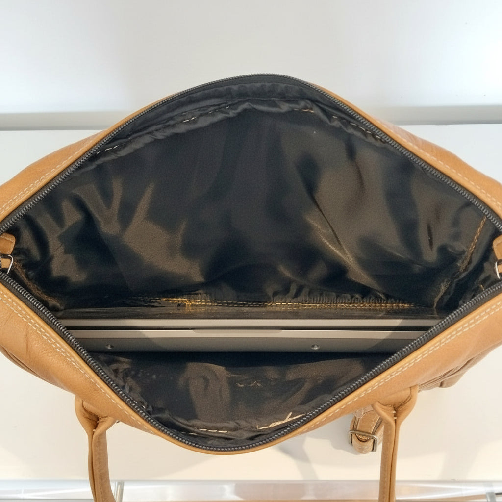 SlimHide Leather Laptop Sleeve with Handle