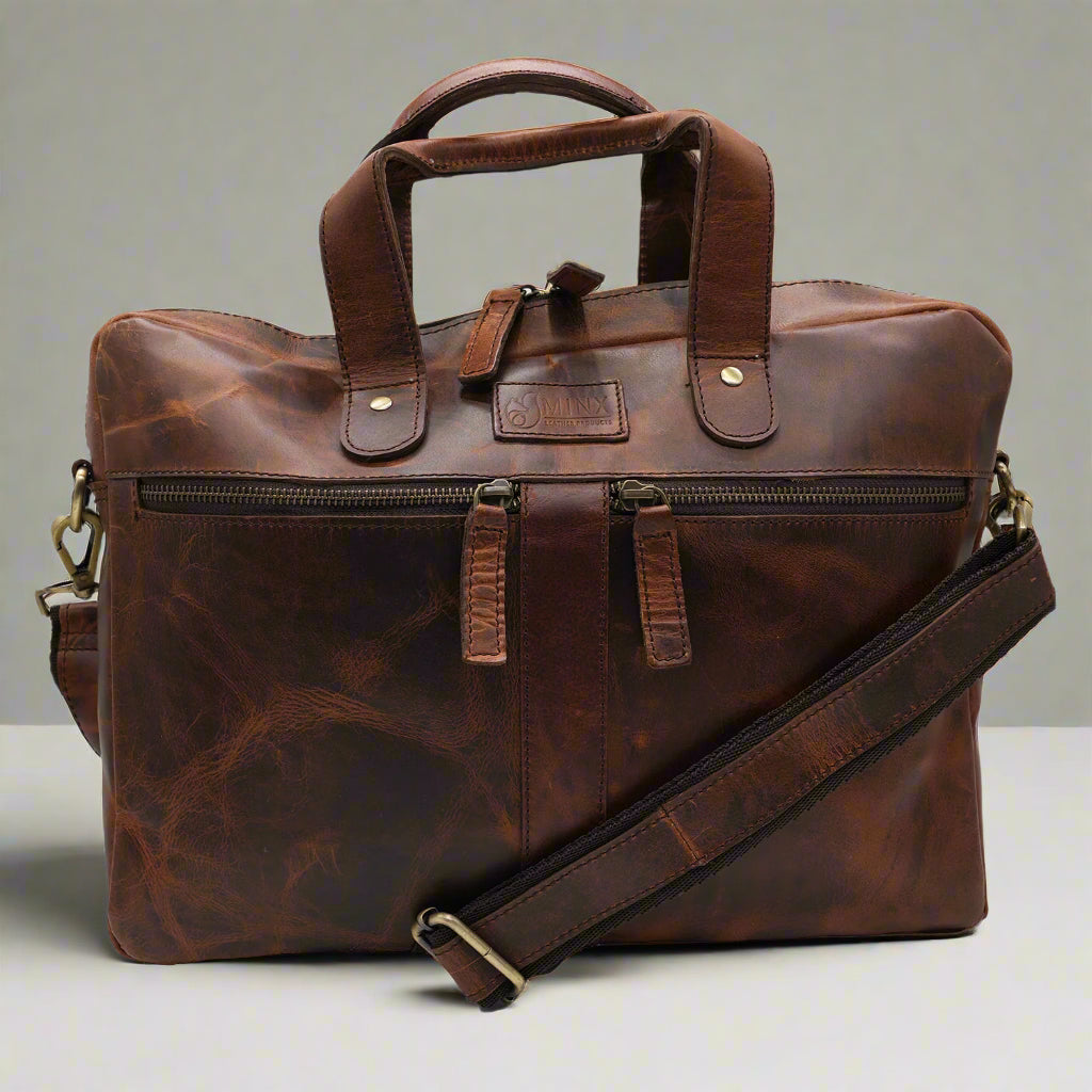 Santorini Slim Leather Laptop Bag