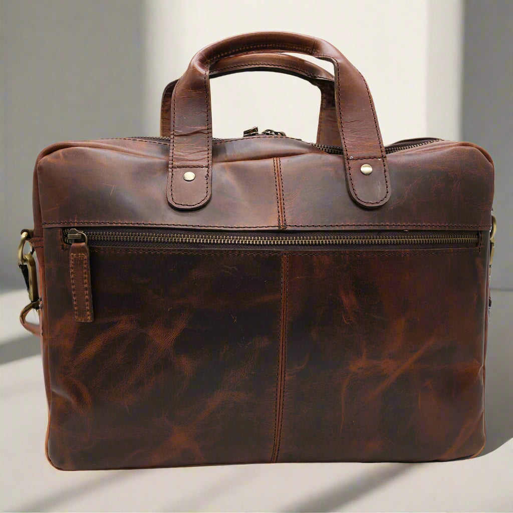 Santorini Slim Leather Laptop Bag