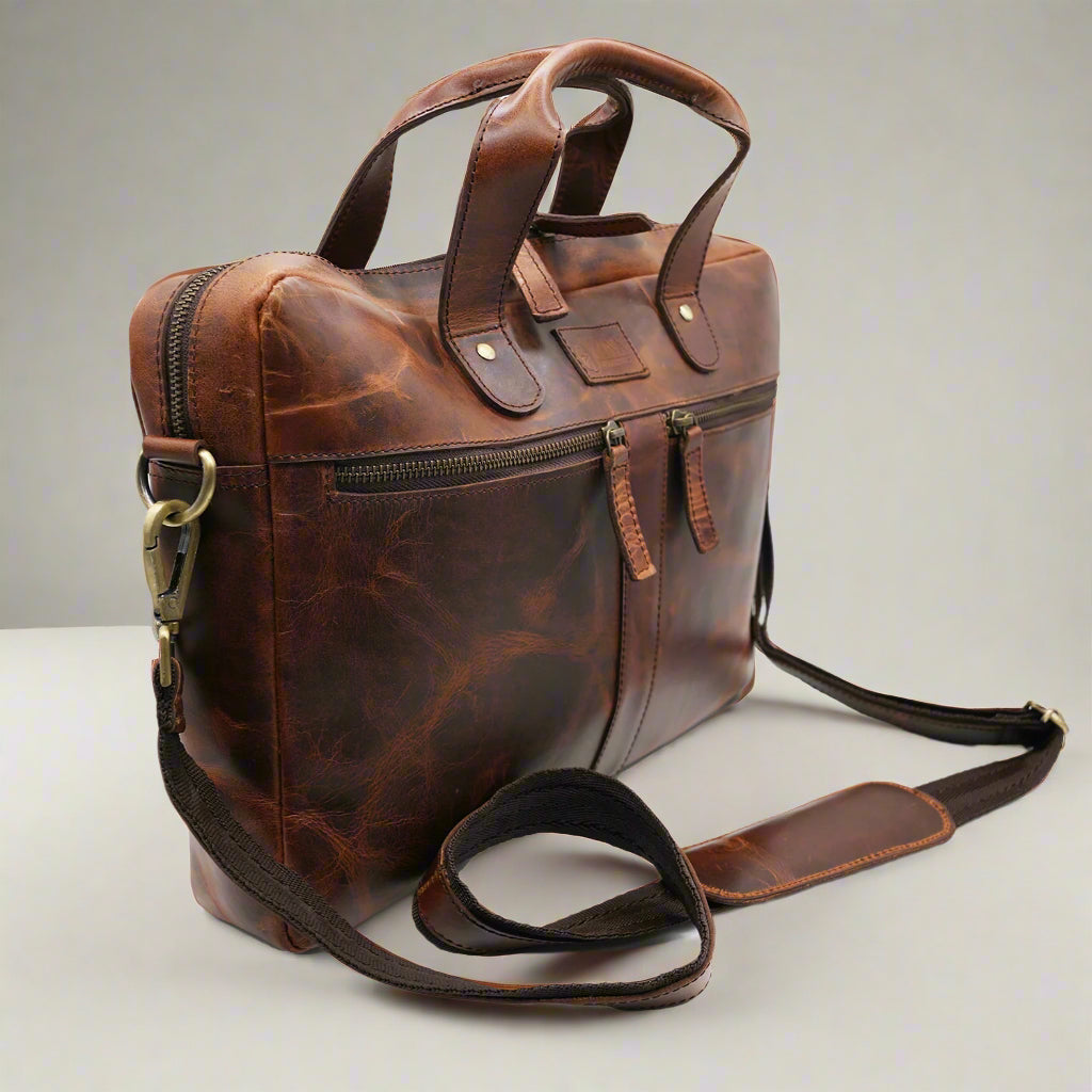 Santorini Slim Leather Laptop Bag