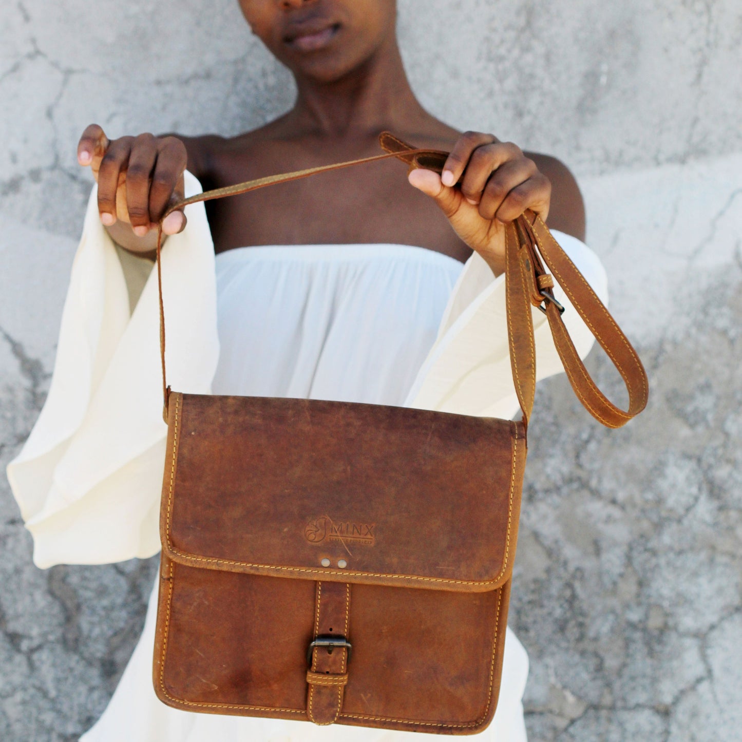 Messenger Leather Bag with Buckle