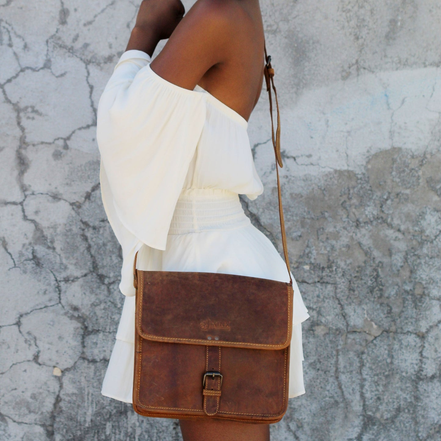 Messenger Leather Bag with Buckle