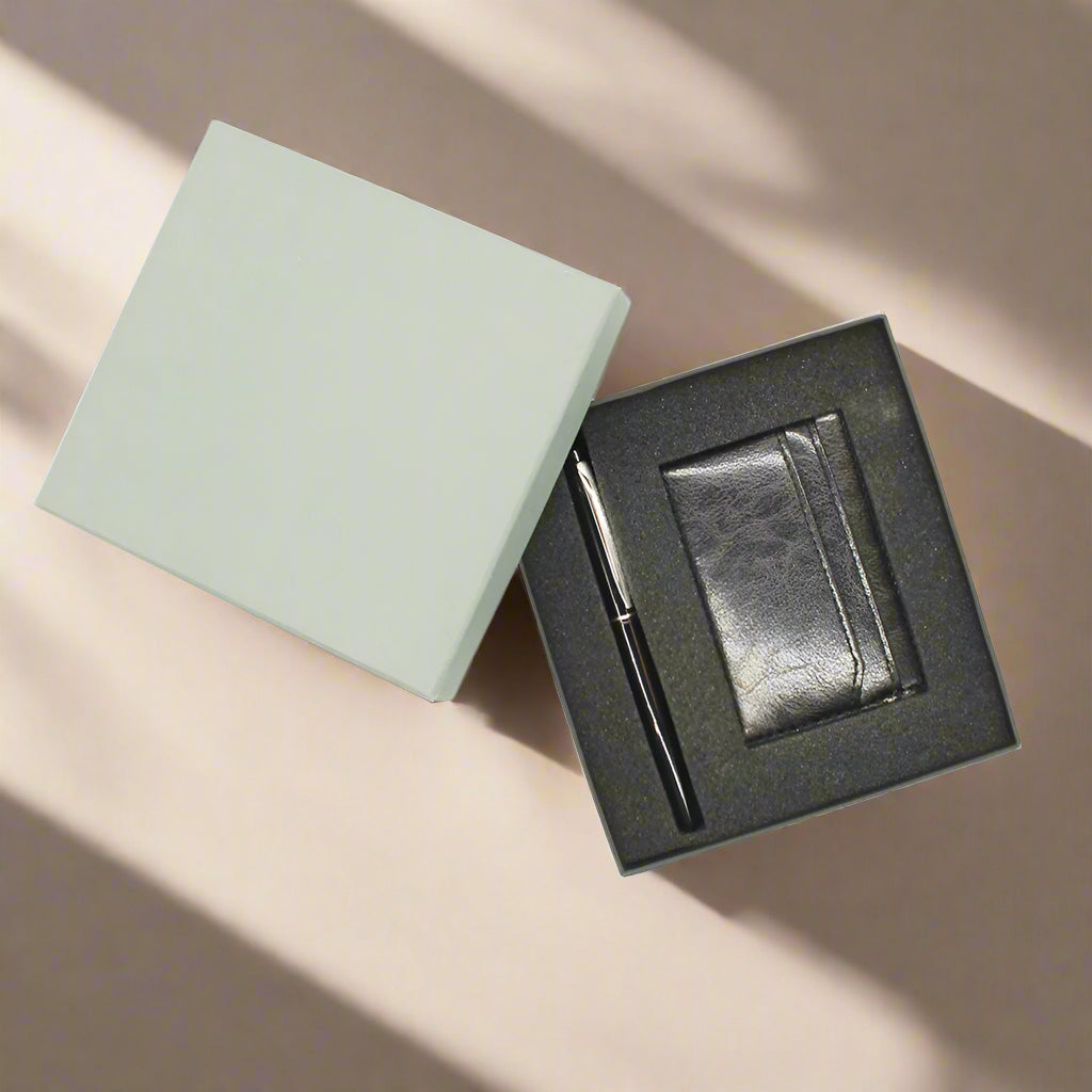 Leather Card Holder with Pen