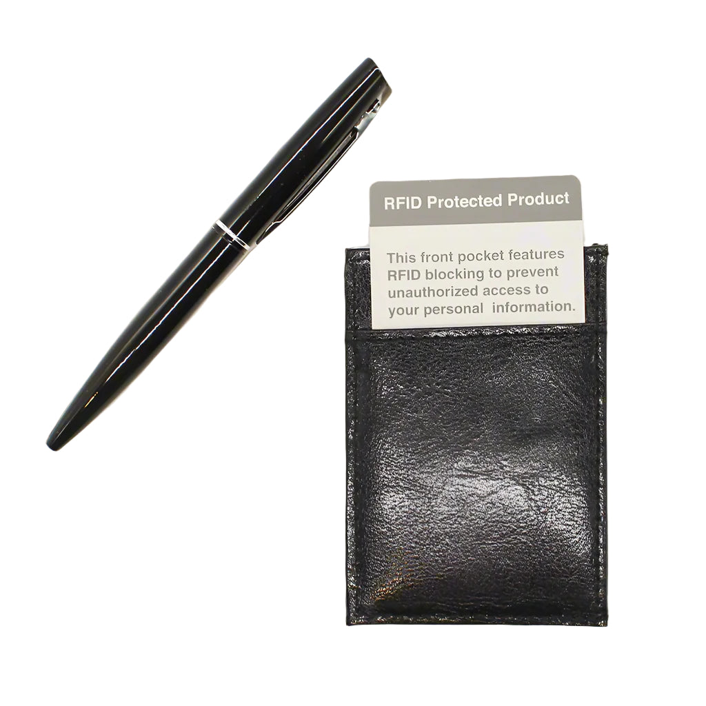 Leather Card Holder with Pen