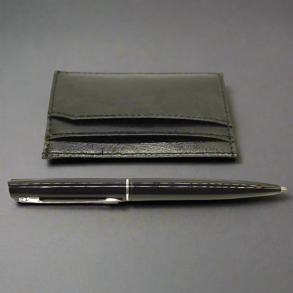 Leather Card Holder with Pen