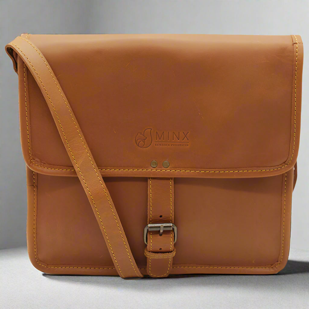 Messenger Leather Bag with Buckle