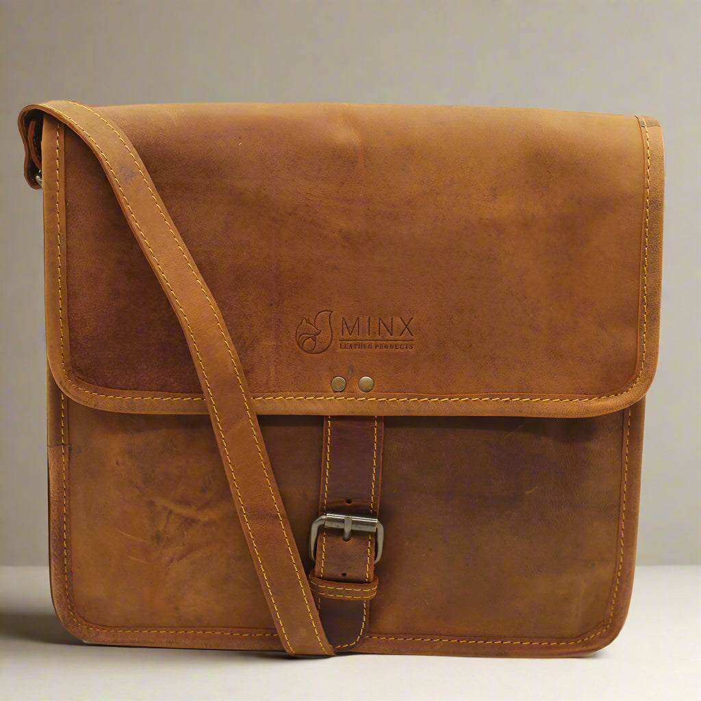 Messenger Leather Bag with Buckle
