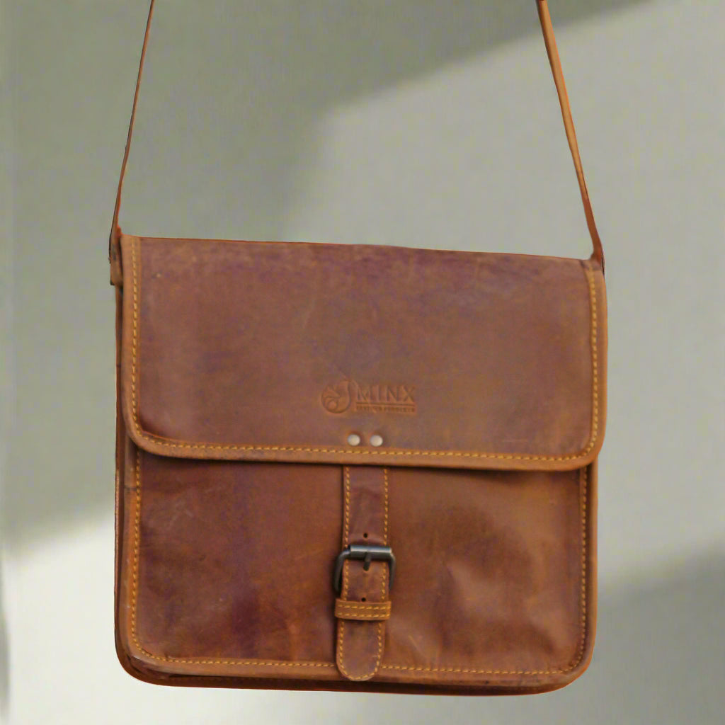 Messenger Leather Bag with Buckle