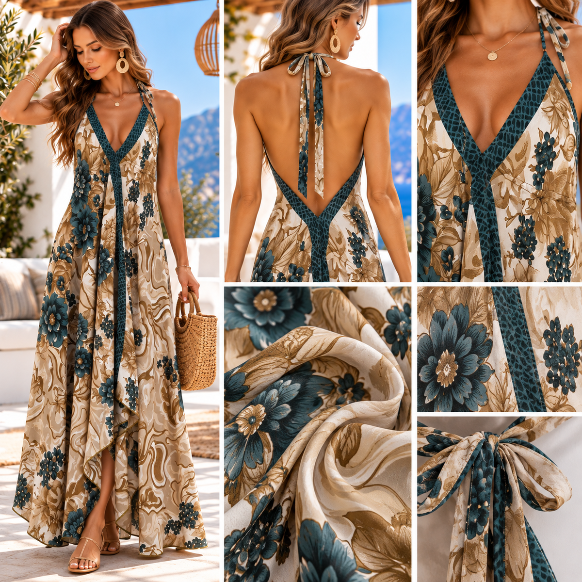 Aegean Bloom Maxi Dress