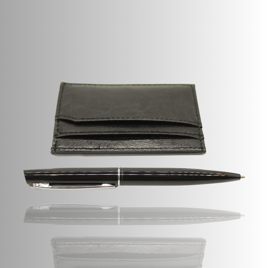 Leather Card Holder with Pen