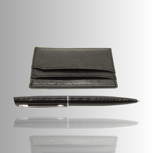 Leather Card Holder with Pen