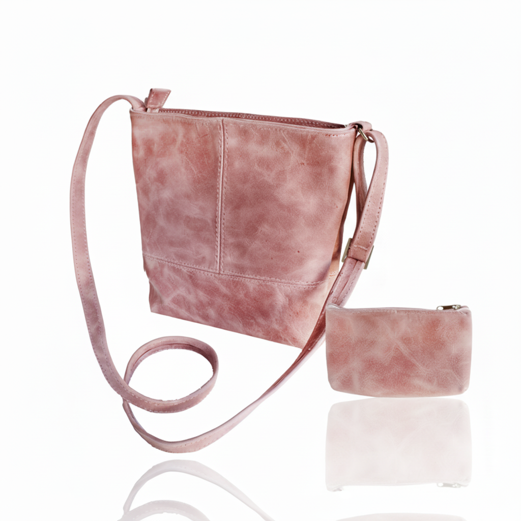 Pink Leather Sling Bag
