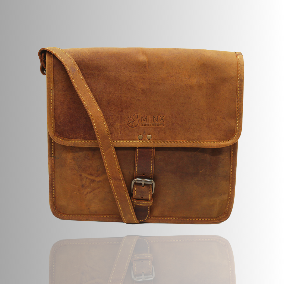 Messenger Leather Bag with Buckle