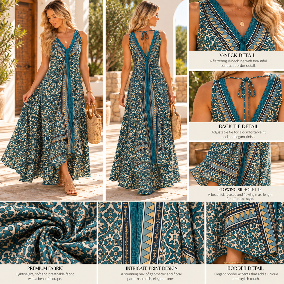 Sapphire Coastal Boho Maxi Dress