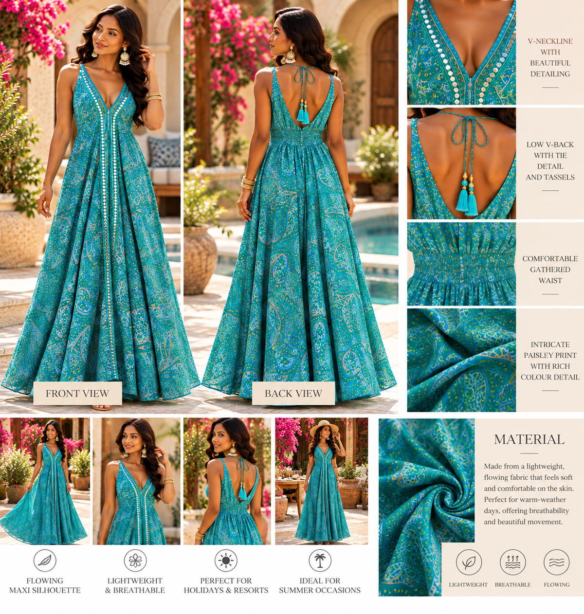 Turquoise Paisley Paradise Maxi Dress