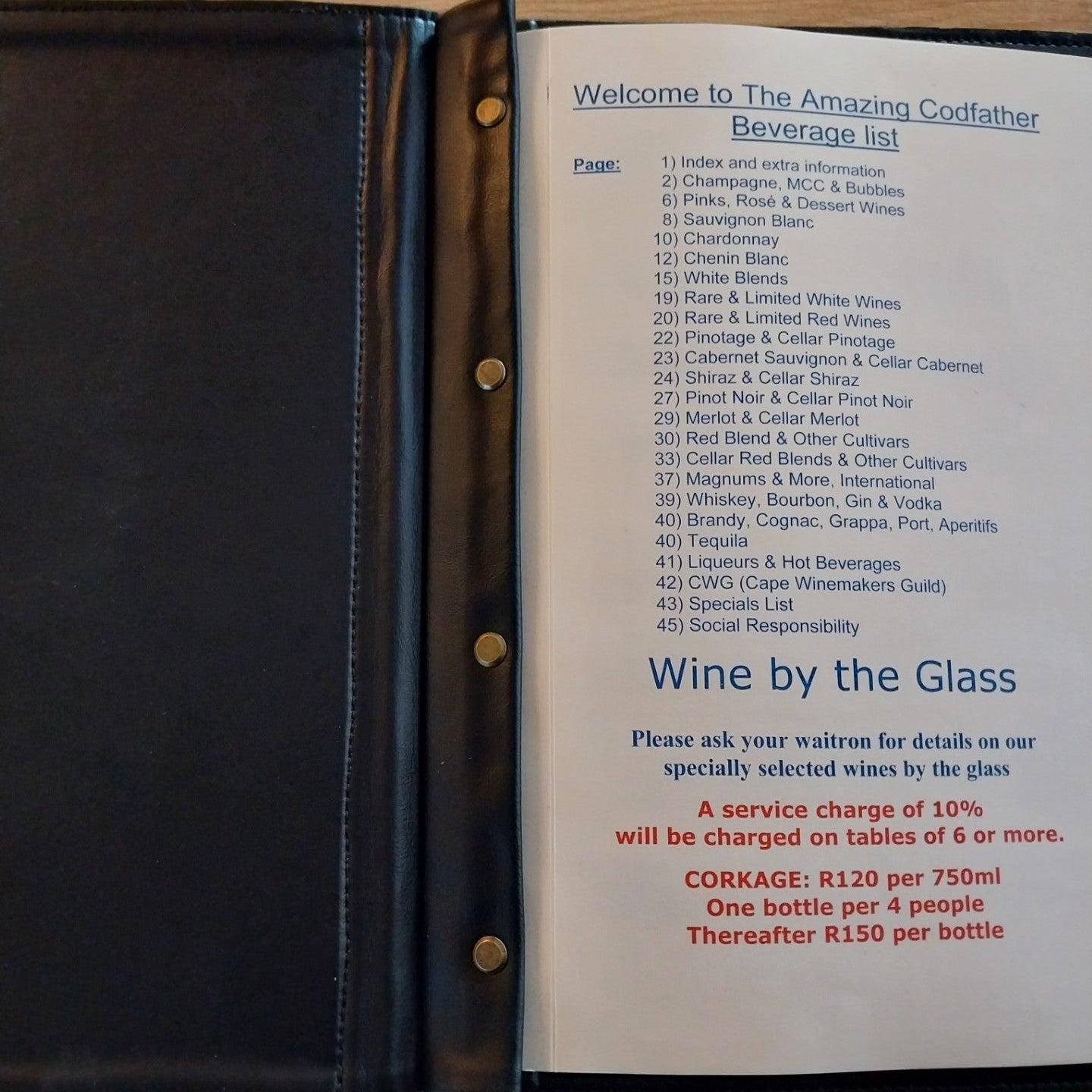 A4 Menu Book cover