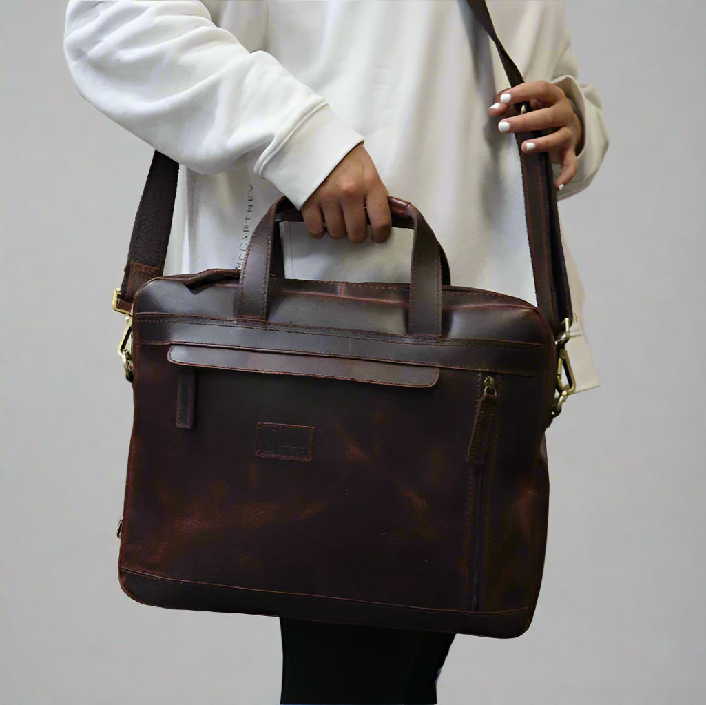 Java Journey Leather Laptop Bag