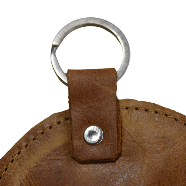Twin Round Leather Keyring