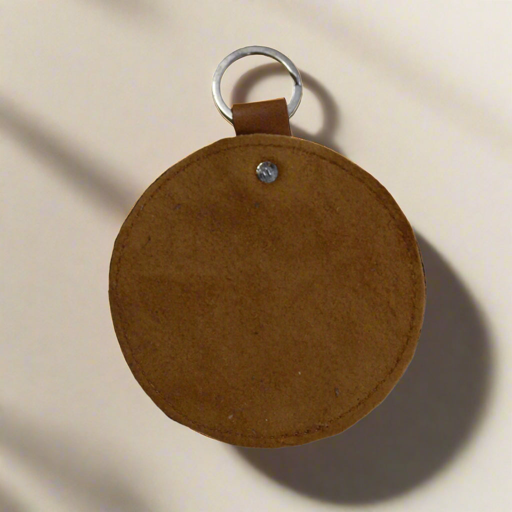 Twin Round Leather Keyring