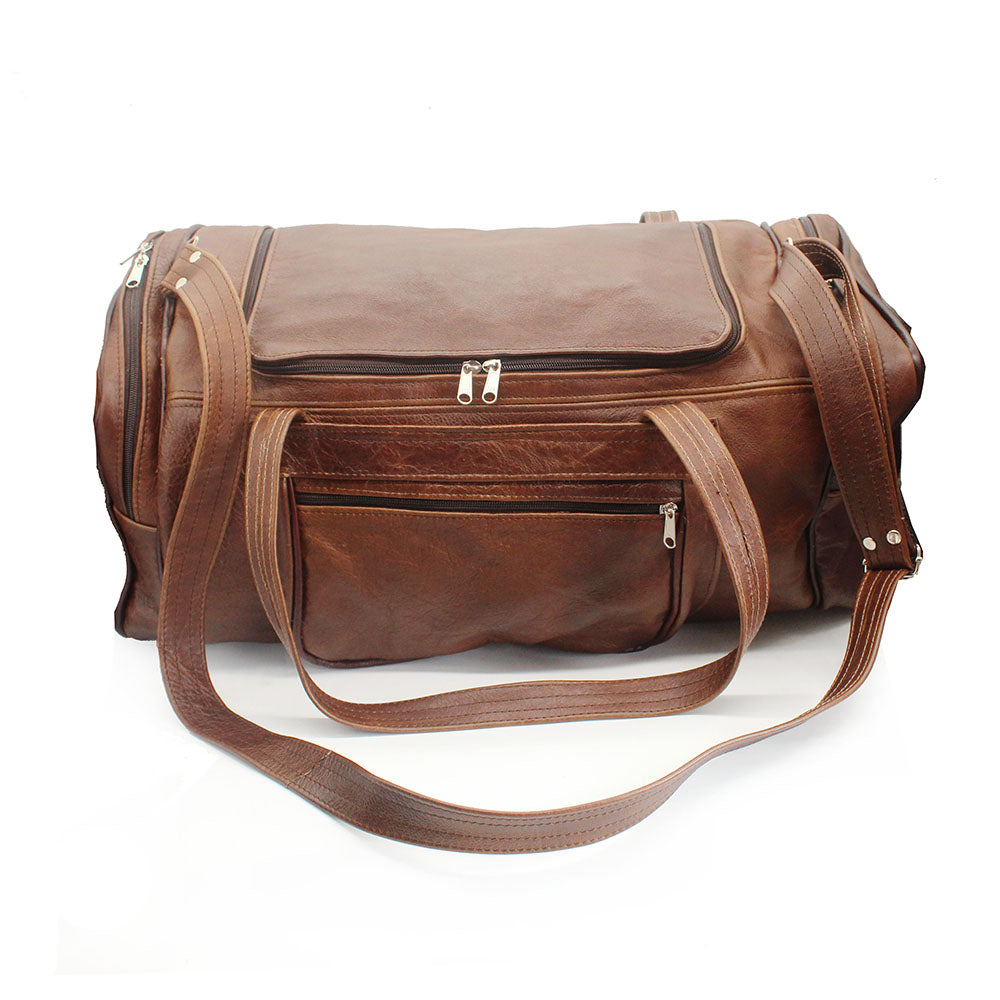 Bobby Square Leather Duffle Bag Brown