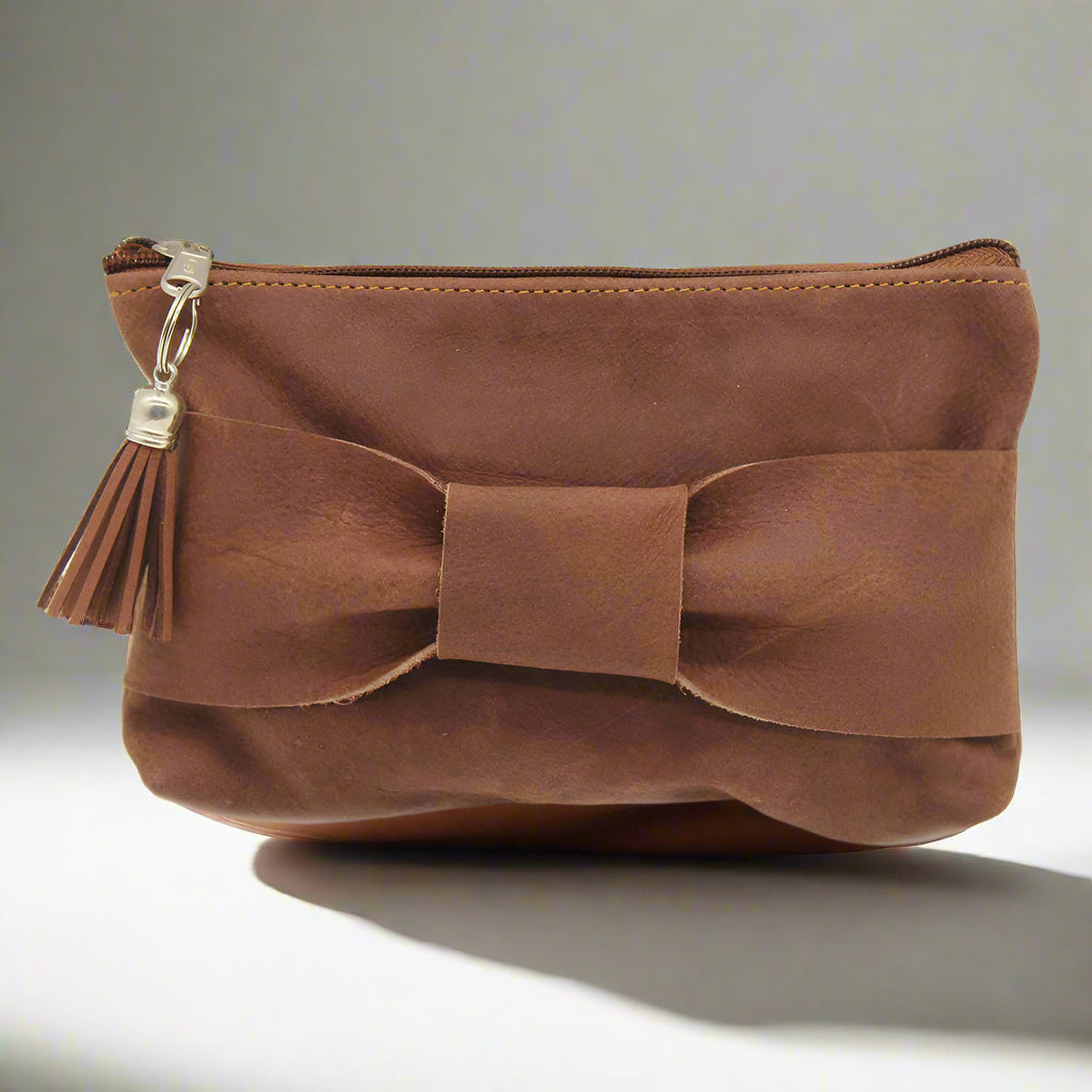 Bow Leather Make Up Bags