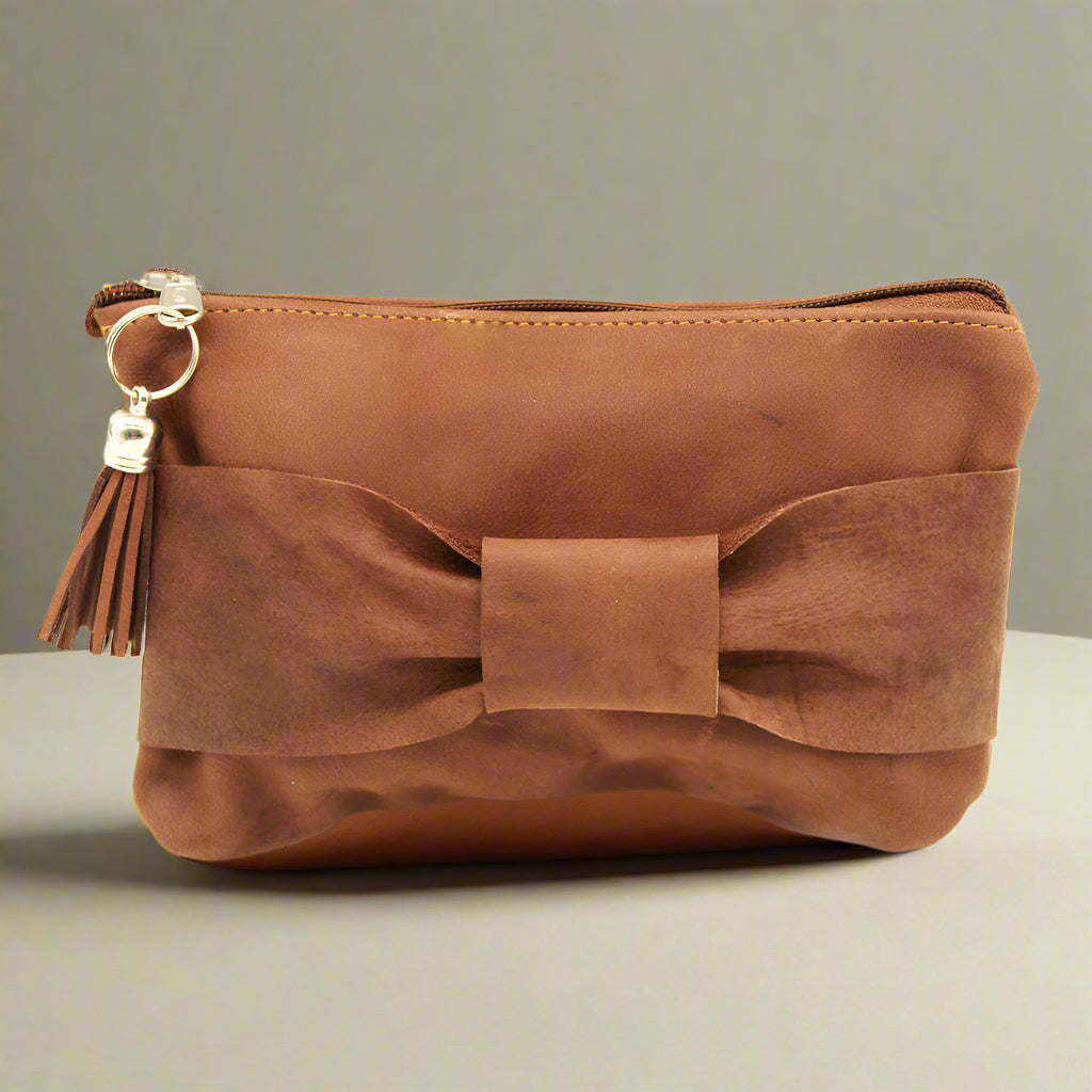 Bow Leather Make Up Bags