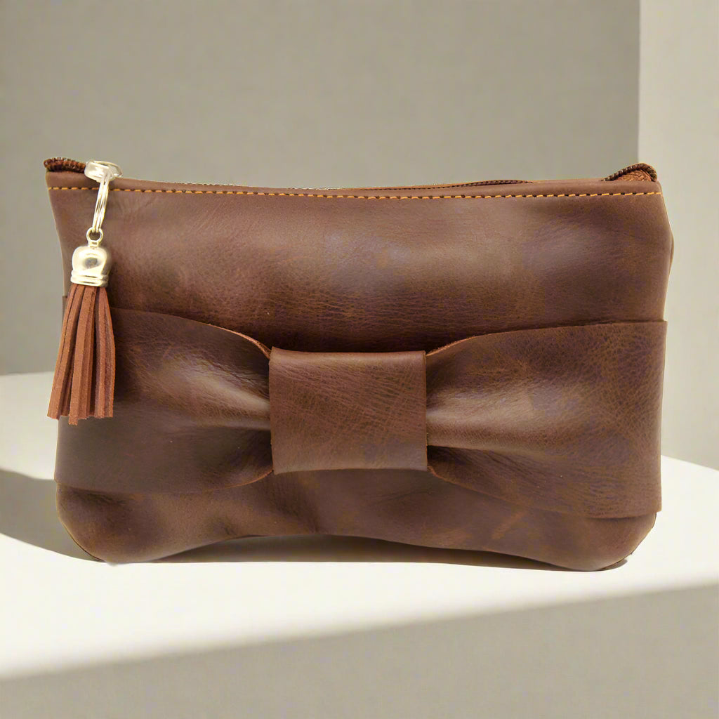 Bow Leather Make Up Bags
