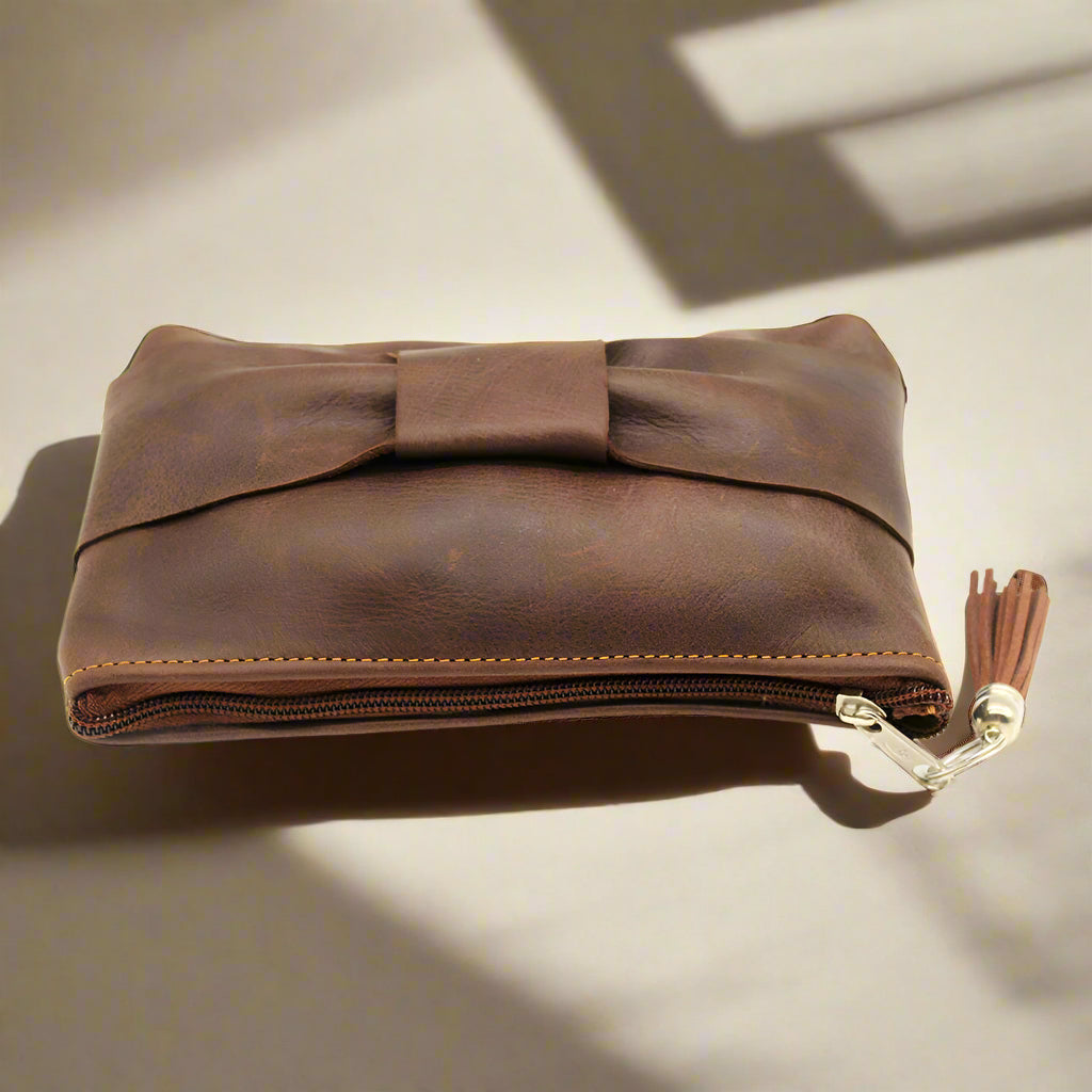 Bow Leather Make Up Bags