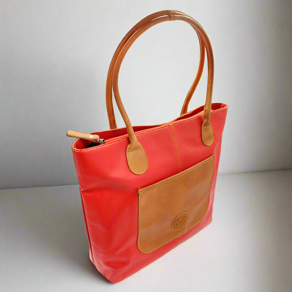 Ruby Leather Handbag Combo