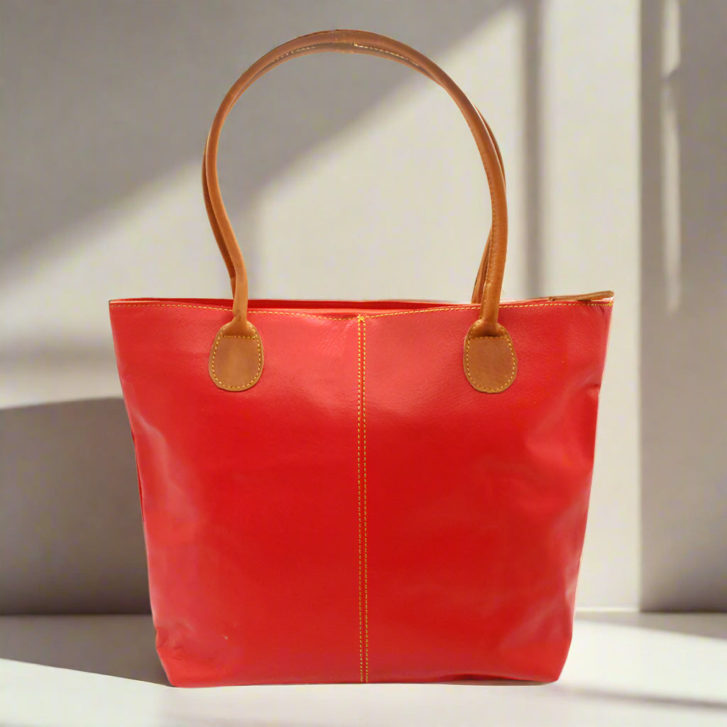 Ruby Leather Handbag Combo