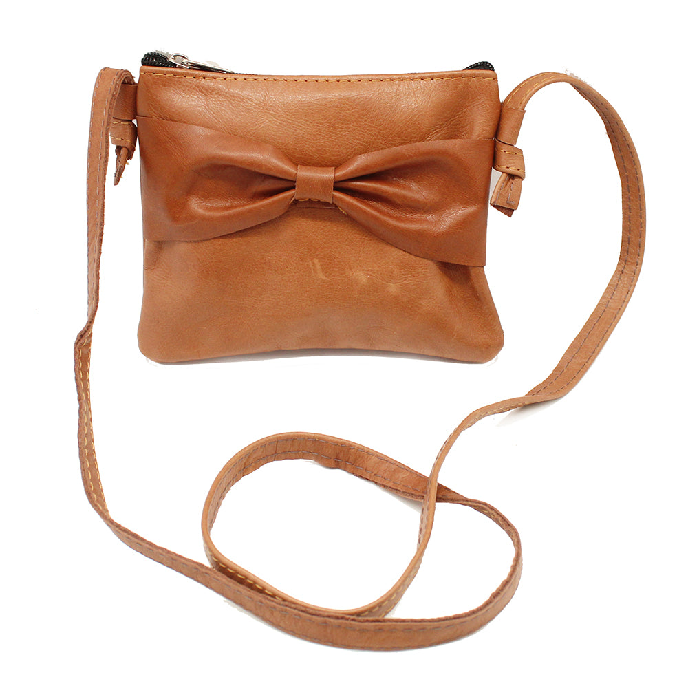 Bow detail leather cross body bag hot sale