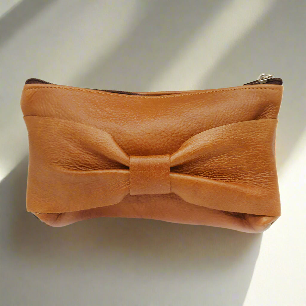 Bow Leather Make Up Bags
