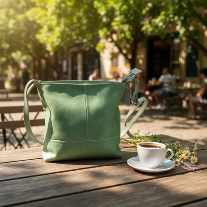 Green Leather Sling Bag