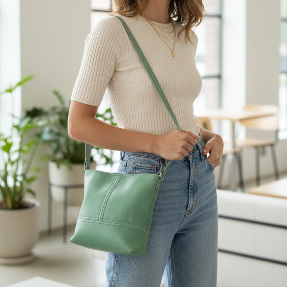 Green Leather Sling Bag