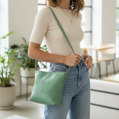 Green Leather Sling Bag
