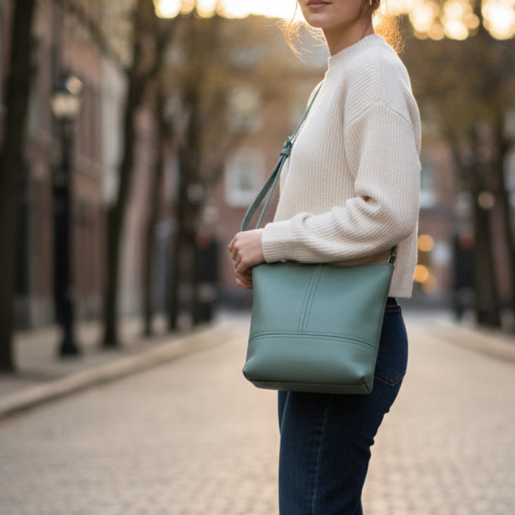 Green Leather Sling Bag
