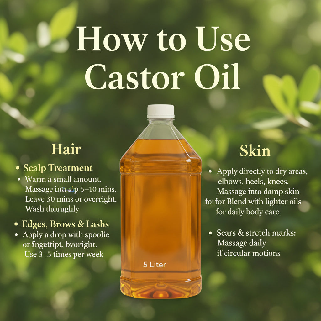 Pure Castor Oil - Cold-Pressed, Hexane-Free
