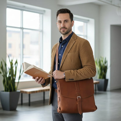 Classic Leather Messenger Bag