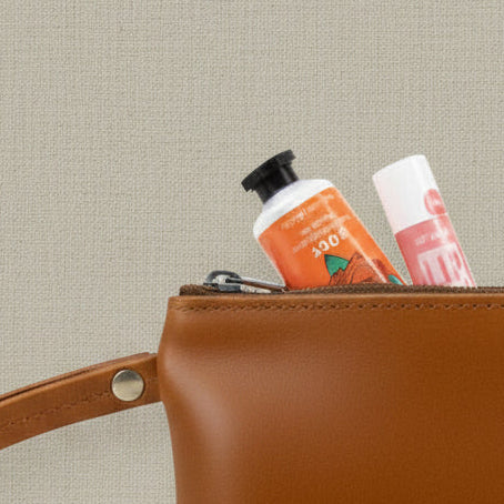 Leather Make up Bag with Hand cream and Lip ice