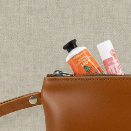 Leather Make up Bag with Hand cream and Lip ice