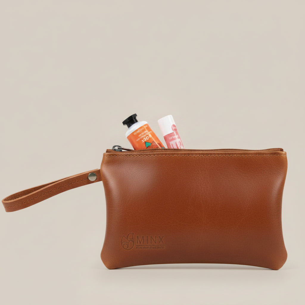 Leather Make up Bag with Hand cream and Lip ice