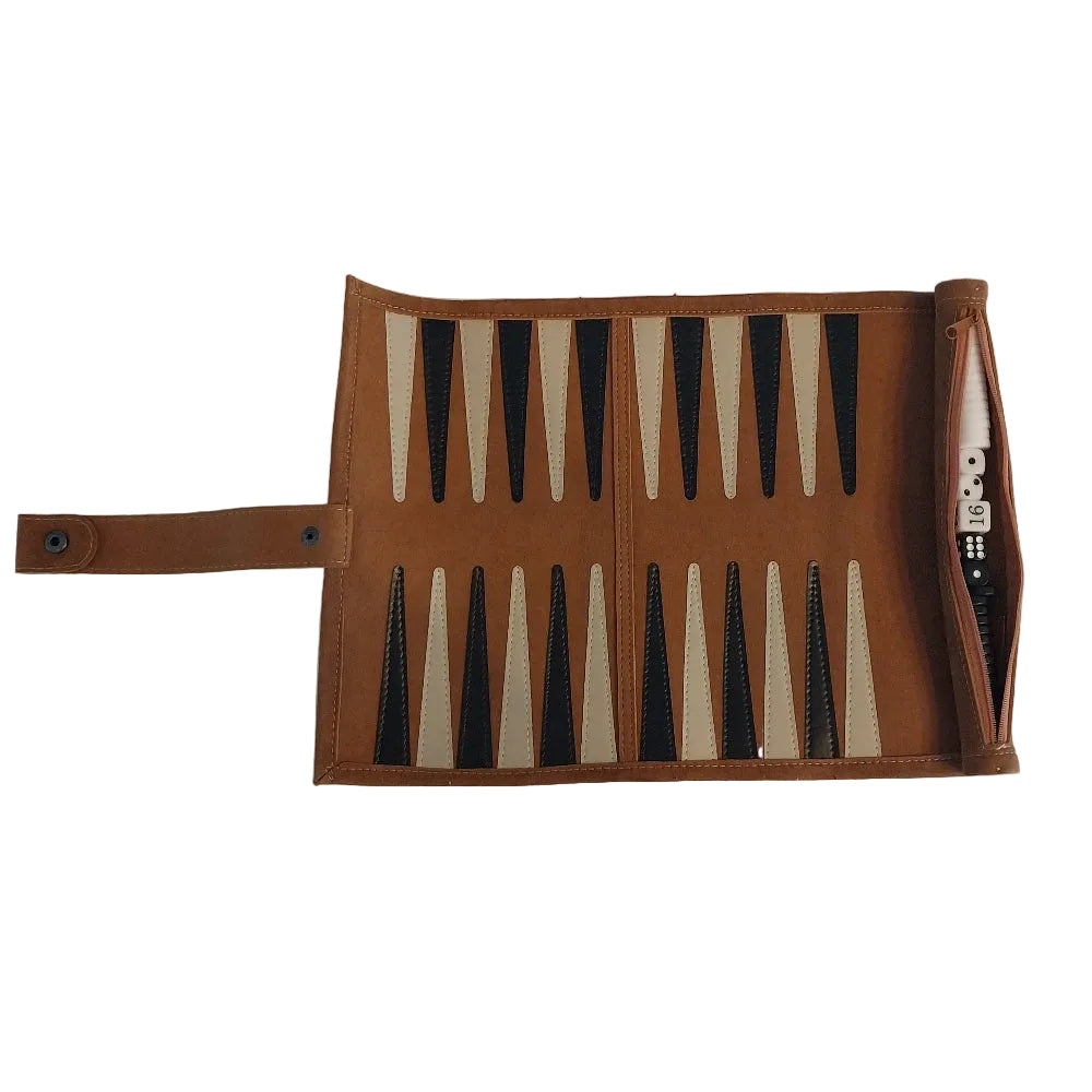 Genuine Leather Travel Backgammon Set