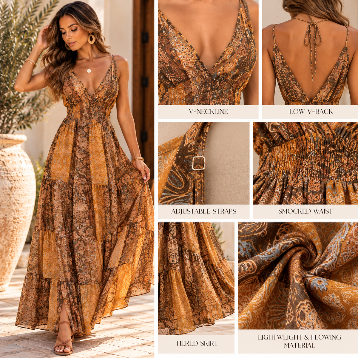 Golden Sands Paisley Maxi Dress