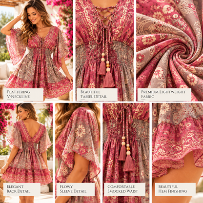 Silk Paisley Boho Mini Dress