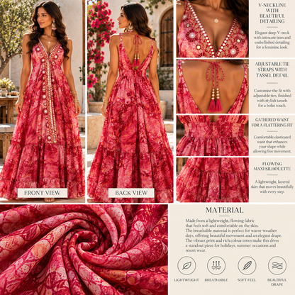 Rose Mirage Embellished Maxi Dress