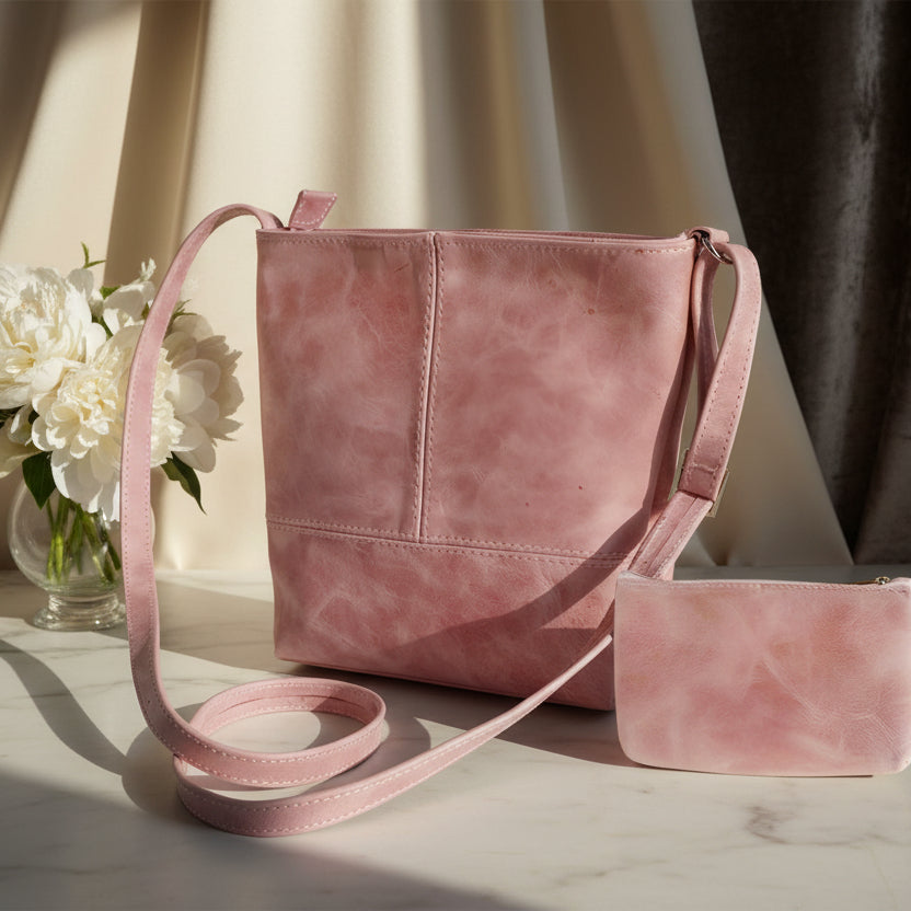 Pink Leather Sling Bag
