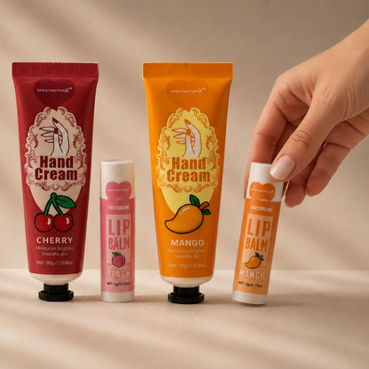 Leather Make up Bag with Hand cream and Lip ice