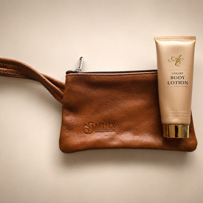 Leather Make up Bag with Luxury Gold Hand Cream