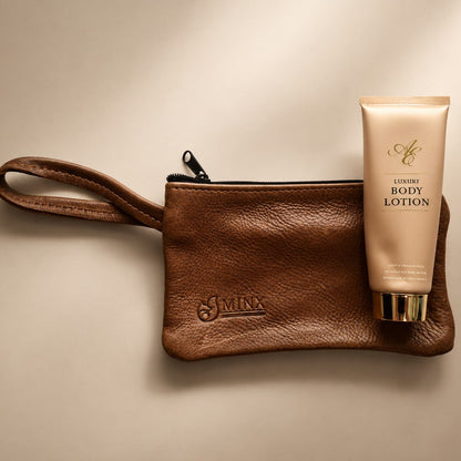 Leather Make up Bag with Luxury Gold Hand Cream