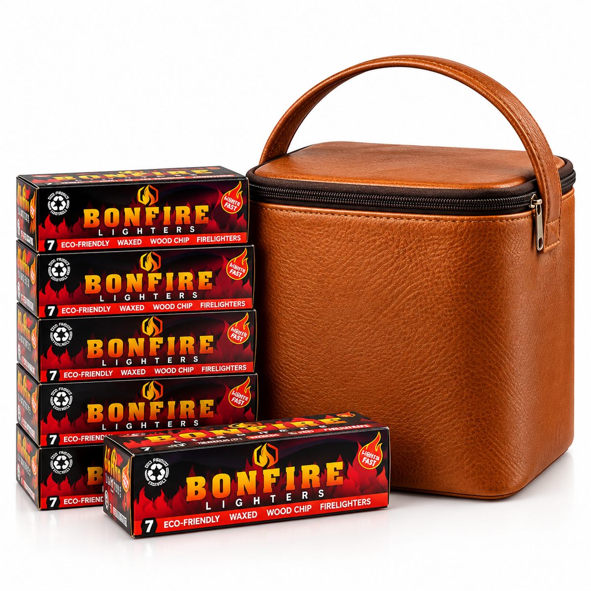 Leather Braai Gift Box for Him – Genuine Cow Leather & Firelighter Gift Set